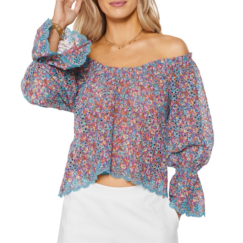 Ramy Brook Oakleigh Eyelet Off Shoulder Top NWT